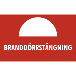 Skylt branddörrstängning 80x50mm