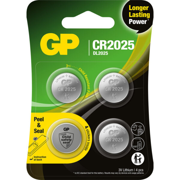 Batteri CR2025 Litium Safety seal 4-pack