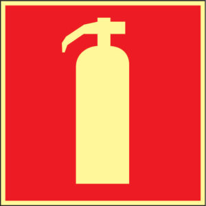 Skylt Brandsläckare färgefterlysande