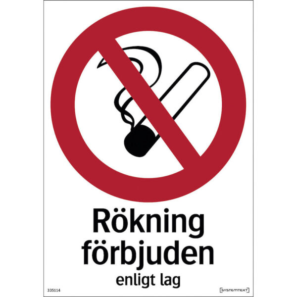 Skylt Rökning Förbjuden 210x297mm